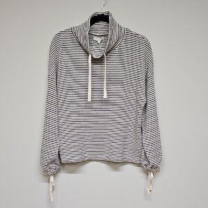 Mile(s) By Madewell, Funnel Neck Pullover, Black & White Stripe, Size M, NEW